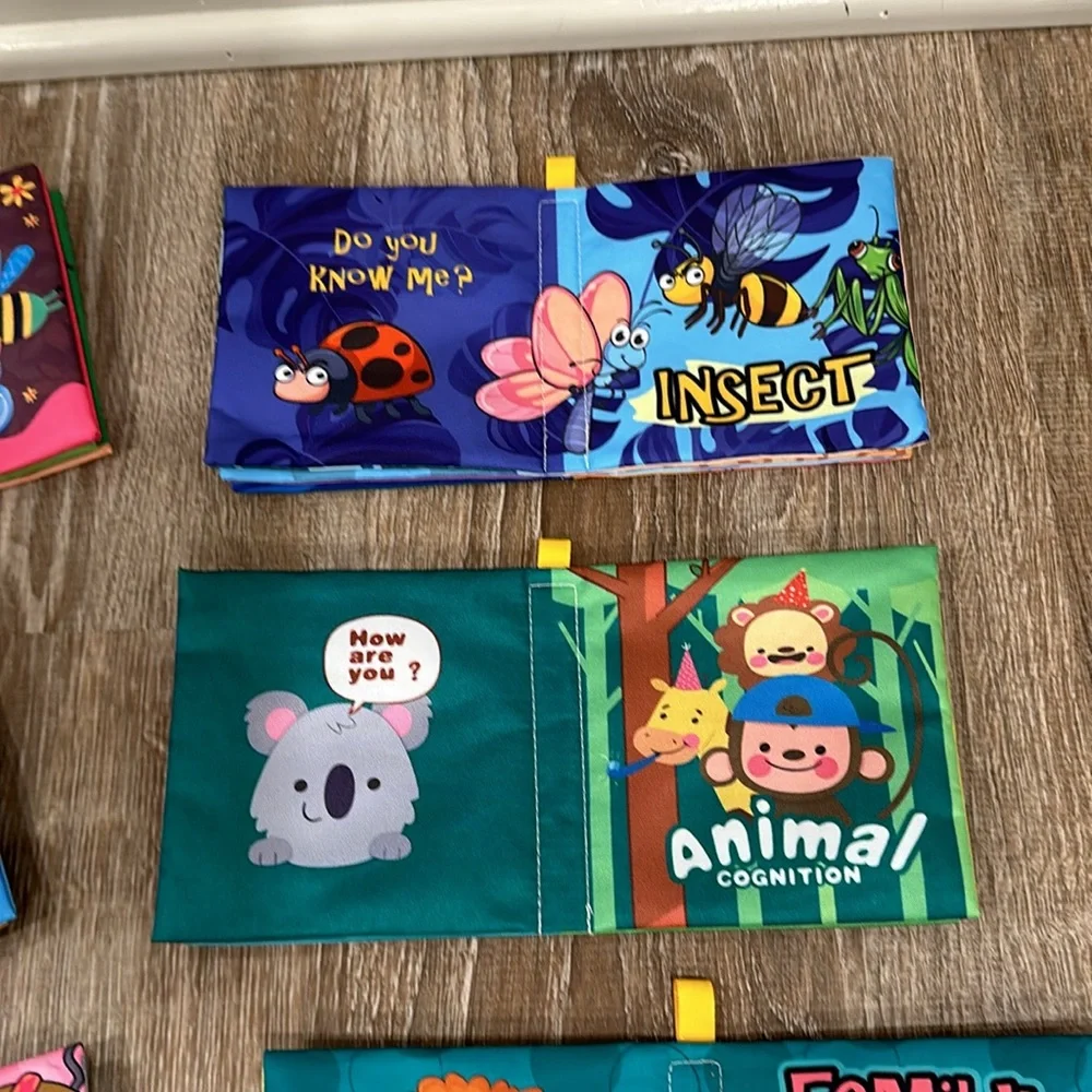 Set of 8 Colorful Educational Soft Books Set for Kids. Waterproof and crinkle.